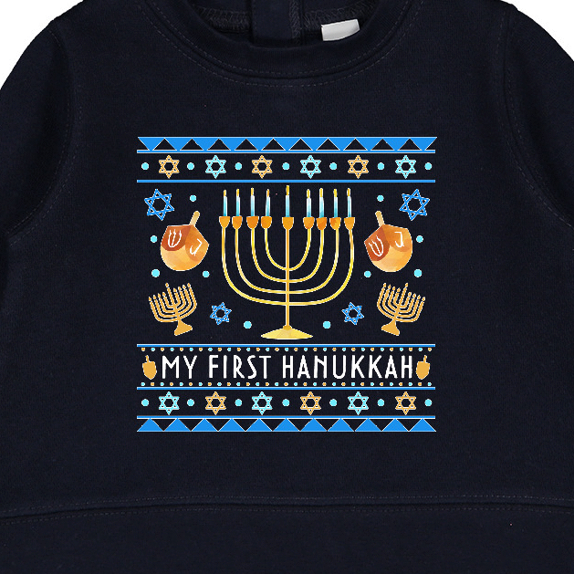 My 1st Hanukkah Baby Sweatshirt with Menorah and Dreidels photo 3