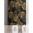thumbnail image 6 of Gold Ginkgo Leaves Sheer Curtains 54 Inches Long 2 Panels Realistic Plant Black Background Light Filtering Semi Sheer Window Curtains Drapes for Bedroom Living Room 52"x54", 6 of 7