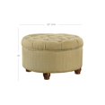 thumbnail image 3 of HomePop Pouf de Rangement Rond Capitonné à Boutons, Tweed Beige et Crème, 3 of 9