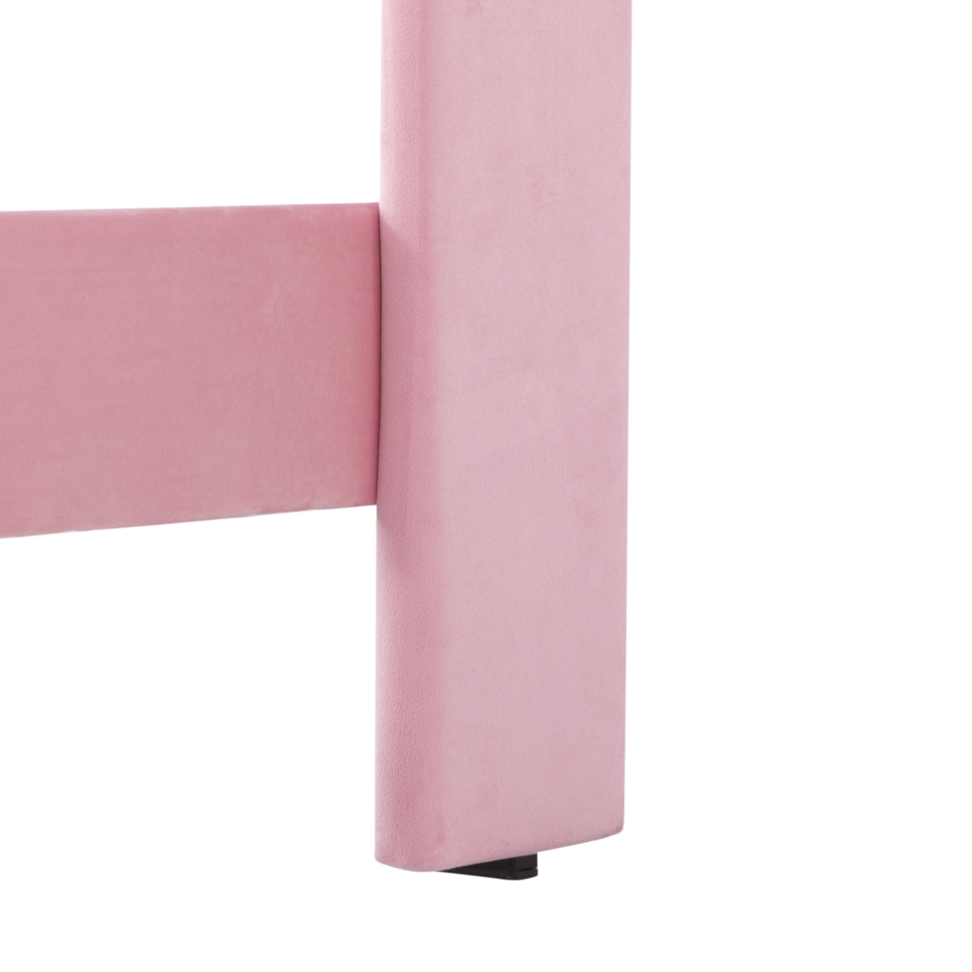 Gewnee Queen Size Upholstered Platform Bed Frame with Velvet Headboard,Wood Slats Support,Easy Assembly,No Box Spring Needed,Pink