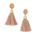 thumbnail image 1 of Hanging Tassel with Stone Post Earrings, 2-1/4-Inch, Dark Pink, 1 of 1