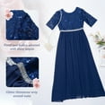 thumbnail image 3 of iiniim Big Girls Half Sleeve Beaded Floral Lace Maxi Dress Ball Gowns Junior Bridesmaid Dresses, 3 of 7