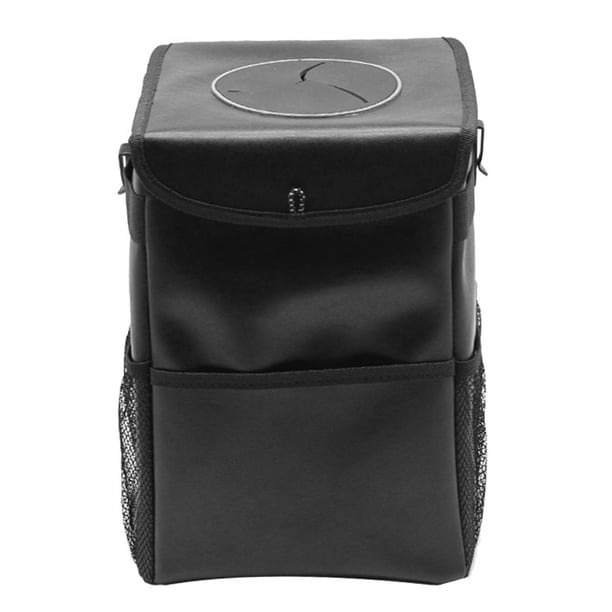 Basaje de Basura del Automóvil con tapa y Bolsillos de Almacenamiento, Organizador A Prueba de Fugas, Papel de Basura Colgante Impermeable y Plegable Y Portátil, Negro, Negro, Negro, Negro,
