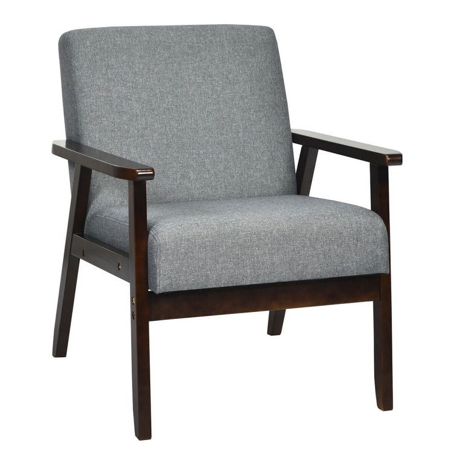Finihen Mid-Century Modern Accent Chair, Retro Fabric Armchair, Solid Rubber Wood Fabric Accent Armchair, for Living Room, Gray Finihen Mid-Century Modern Accent Chair, Retro Fabric Armchair, Solid Rubber Wood Fabric Accent Armchair, for Living Room, Gray