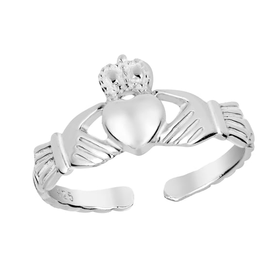 Promise of Love Royal Crown Claddagh Sterling Silver Toe or Pinky Ring