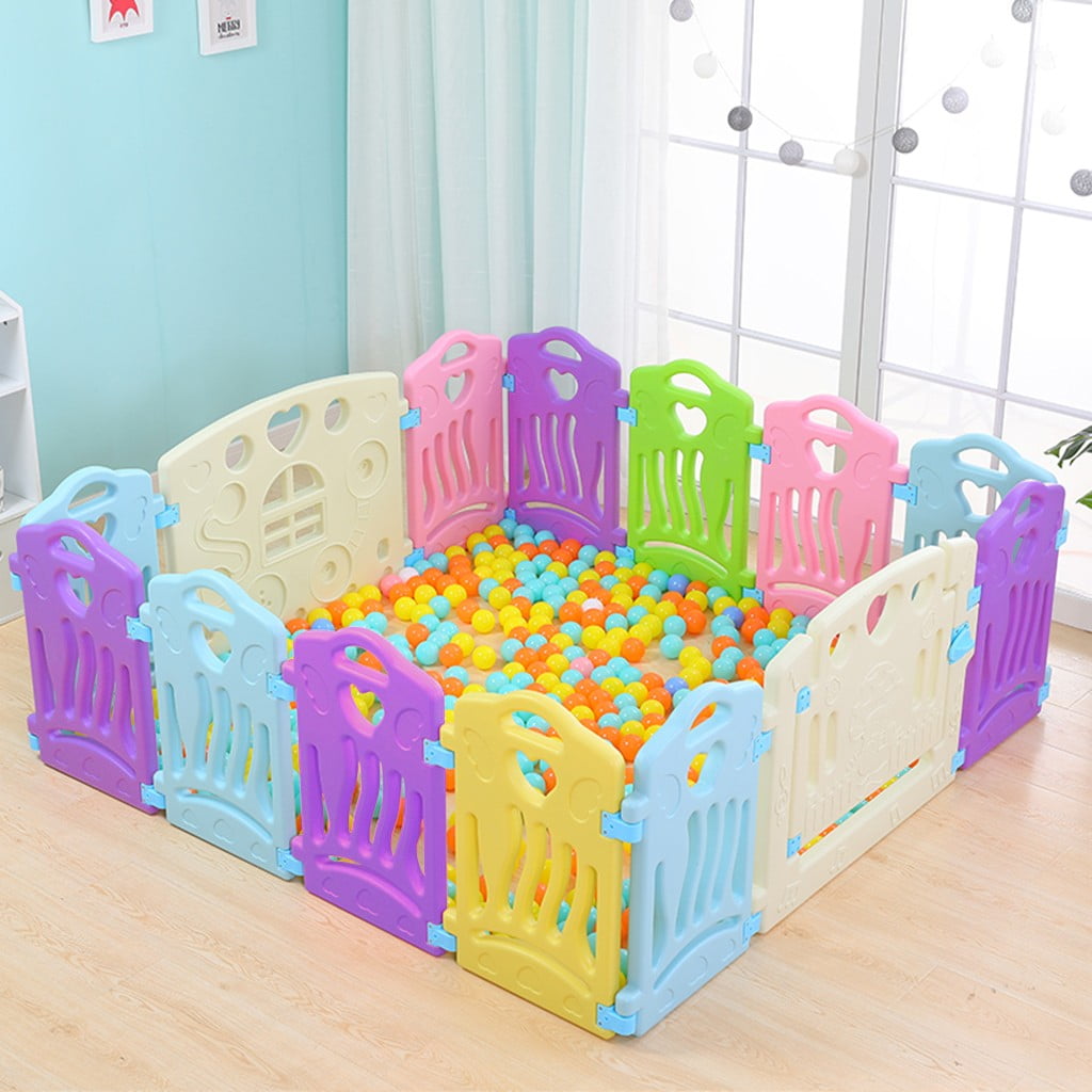 Baby Playpen Dripex Upgrade Foldable Kids Activity Centre Safety Play Yard Home Indoor Outdoor Baby Fence Play Pen NO Gaps with Gate for Baby Boys Girls Toddlers Green + Brown 