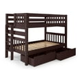 thumbnail image 3 of Bedz King Bunk Beds Twin over Twin Mission Style with End Ladder and 2 Under Bed Drawers, Dark Cherry, 3 of 9
