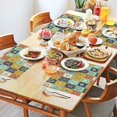 thumbnail image 2 of Orange Boho Bohemia Floral Geometric Pattern Summer Placemats Table Placemats Set Of 4-Linen Kitchen Washable Placemats Table Mats 11.8"x17.7" Non-Slip Heat Resistant, 2 of 6