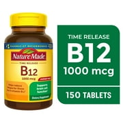Nature Made Vitamin B12 1000 mcg Time Release Tablets, Dietary Supplement, 150 Count
