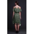 thumbnail image 4 of Bimba Robe Midi à Manches Flottantes Imprimé Géométrique Vert Épaules Dénudées Femme - Petite, 4 of 6