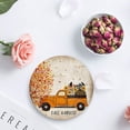 thumbnail image 4 of KXMDXA Fall Harvest Theme Truck Retro Newspaper Set of 8 Round Coaster for Drinks, Absorbent Ceramic Stone Coasters Cup Mat with Cork Base for Home Kitchen Room Coffee Table Bar Decor, 4 of 6