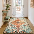 thumbnail image 3 of Lahome Decor 5'x7' Area Rug for Living Room Large Washable Kitchen Rug Boho Floral Medallion Area Rug Non Slip Vintage Indoor Accent Carpet for Entryway Dining Room Bedroom Apartment, Orange, 3 of 9