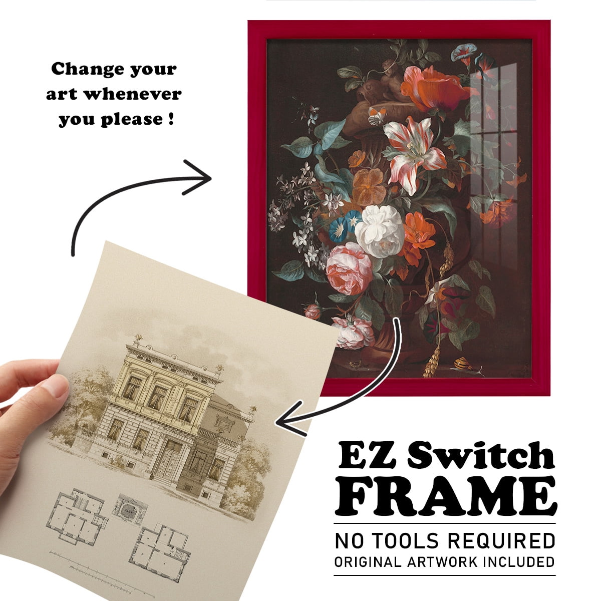 Estate and Plan III -Framed Print w/glass-Cherry Red