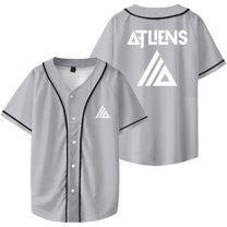 Atliens Merch Logo Baseball Jacket Unisex Fashion V-Neck Button Top Casual Short Sleeve T-Shirt