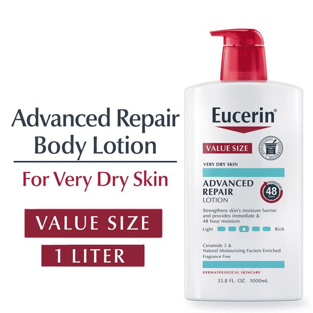 gordijn onderbreken woestenij Eucerin Advanced Repair Body Lotion, Value Size Unscented Body Lotion for  Dry Skin, Body Moisturizer, 33.8 Fl Oz Pump Bottle - Walmart.com