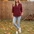 thumbnail image 6 of Classic Plaid Flannel Shirt Women Long Sleeve Button Blouses Fall Jackets Loose Casual Shirts Lightweight Breathable Fashion Fall Jackets, 6 of 9