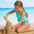 thumbnail image 5 of ZXLBBD Girl Swimsuits 2 Piece Floral Print Ruffle Separates Tankini Top with High Waist Bottom Kids Youth Cute Casual Beah Swimming, 5 of 7