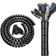 thumbnail image 1 of Black Computer Cable Management Sleeve Tube Under Desk Cord Organizer,78.74*1.1Inch Cover Wrap Easy To Install Messy Wire Solution For Tv Office Pc, Pet Chew And Bite Proof Cable Protector, 1 of 5