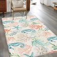 thumbnail image 3 of Teal Red Coastal Area Rugs Collection 3'x5', Nautical Seahorse Beach Coral Starfish Retro Non Slip Indoor Rectangle Throw Runner Rug Floor Mat Carpet for Living Room Dining Table Bedroom Nursery, 3 of 9