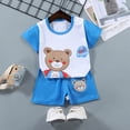 thumbnail image 2 of Gibobby Toddler Boy Summer Outfits for Boys Toddler Kids Baby Boy Summer Clothes Sets Carton Print 2t 3t 4t 5t 6t 7t Short Sleeve Tops Shorts Outfits(3-6 Months,Blue), 2 of 4