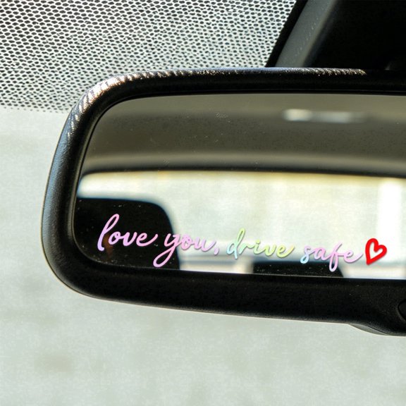 6 Pack Love You Drive Safe Car Mirror Stickers, Cute Rearview Mirror Decals for Women and Moms, Colorful Affirmation Stickers, Valentine’s Day Gift
