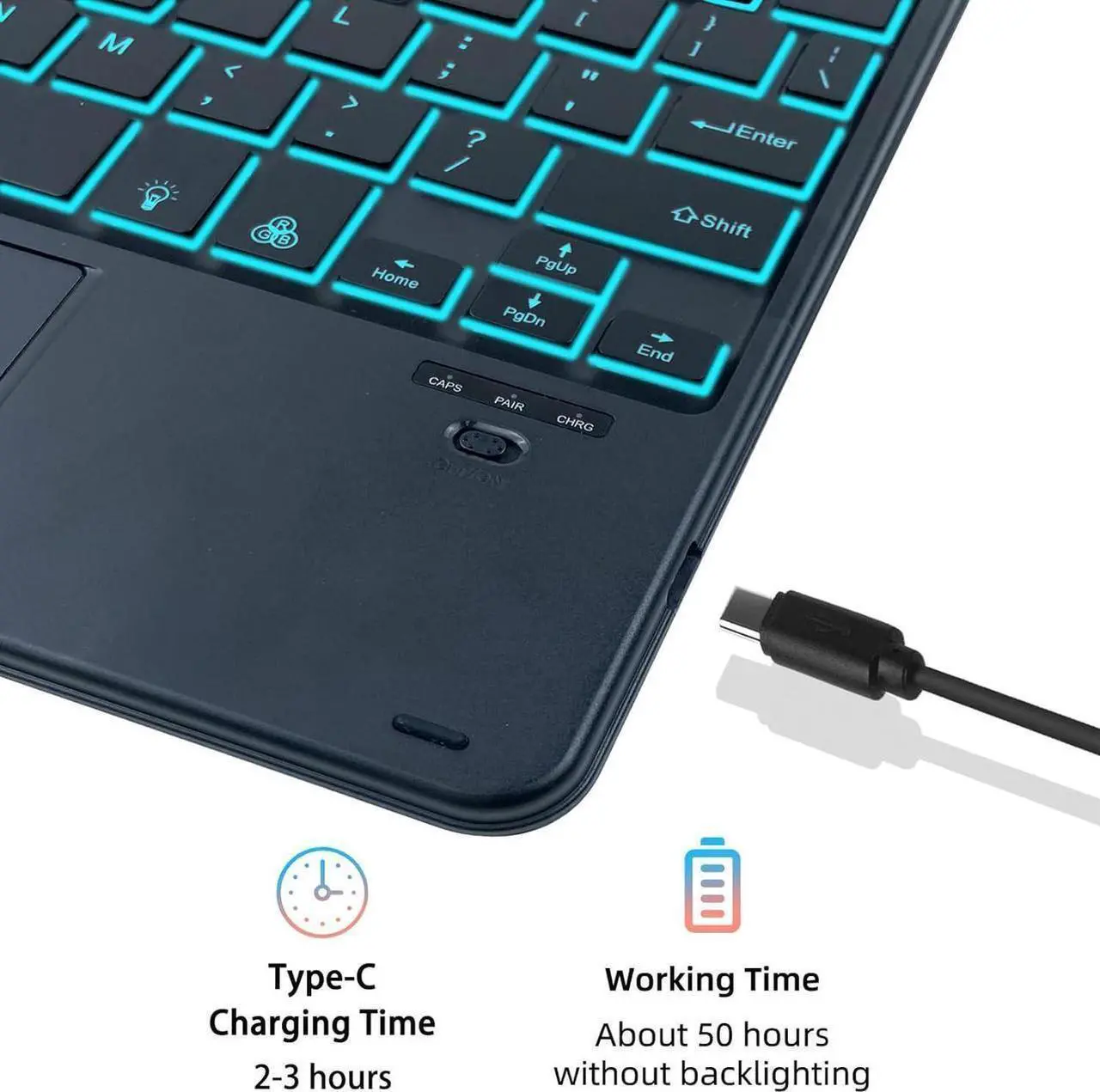 Bluetooth Keyboard Case for Samsung Galaxy Tab S11 11 inch 2025 SM-X730/X736B/X736E/X736U, Wireless Keyboard with Trackpad & 7-Color Backlit & 3-Angle Kickstand, Galaxy S11 11" Keyboard