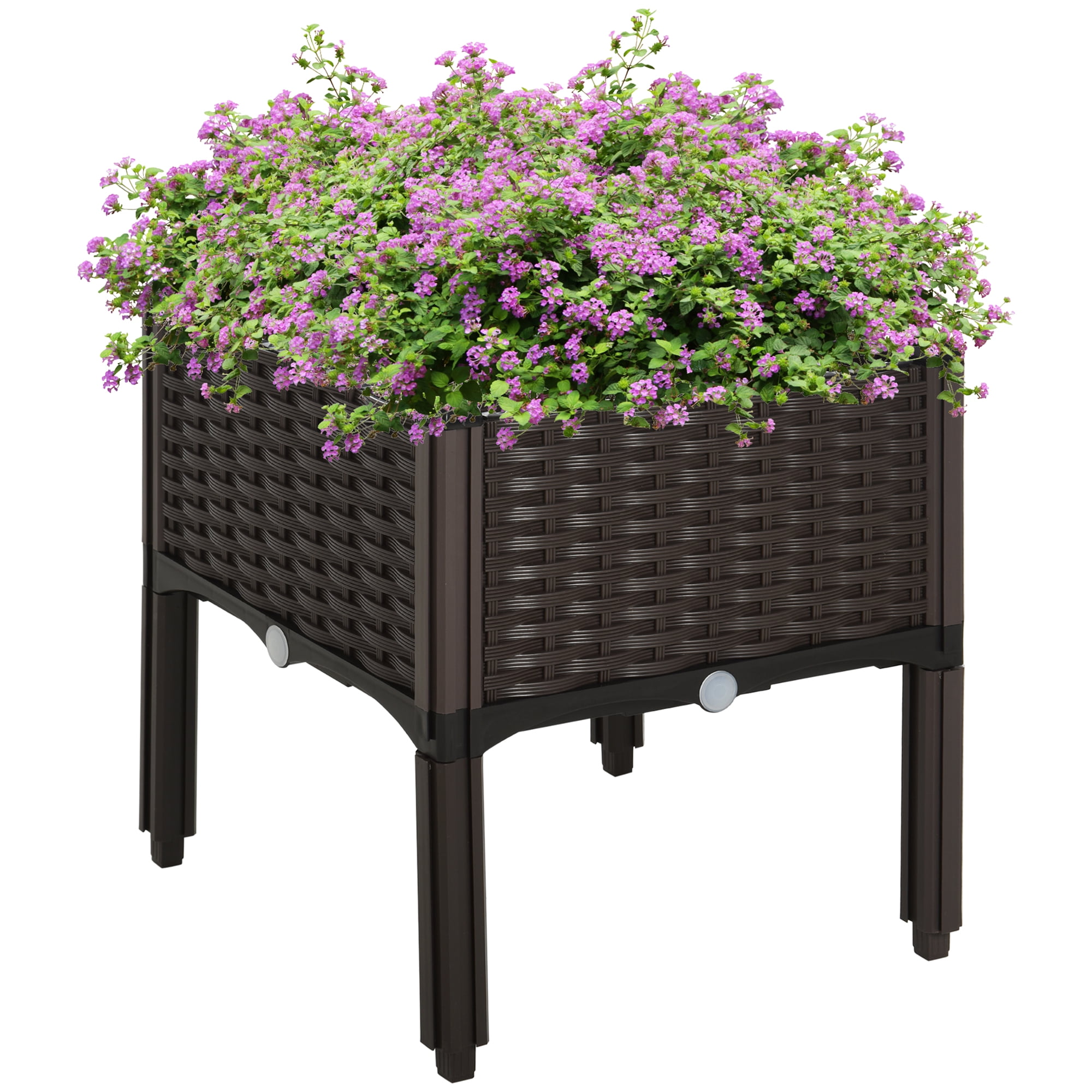 1PCS Raised Garden Bed with Legs,Elevated Self-Watering Planter Box for Herbs,Vegetables & Flowers,Outdoor Plastic Planter,Brown