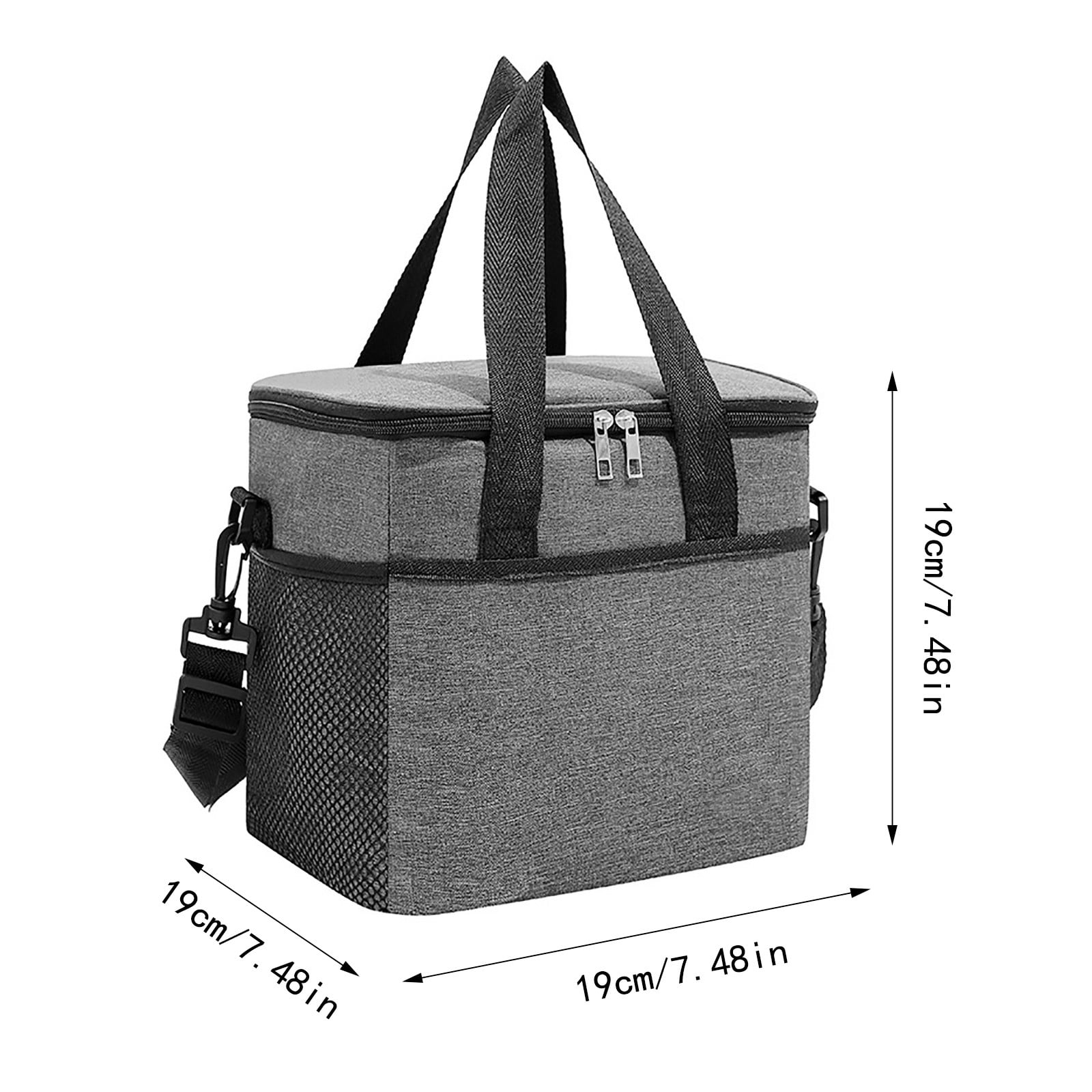 Reusable Lunch Bag for Women and Men - Insulated Lunch Box with Adjustable Shoulder Strap for Work, School, and Outdoor Picnic - Travel Meal Prep Cooler Bag (Grey)