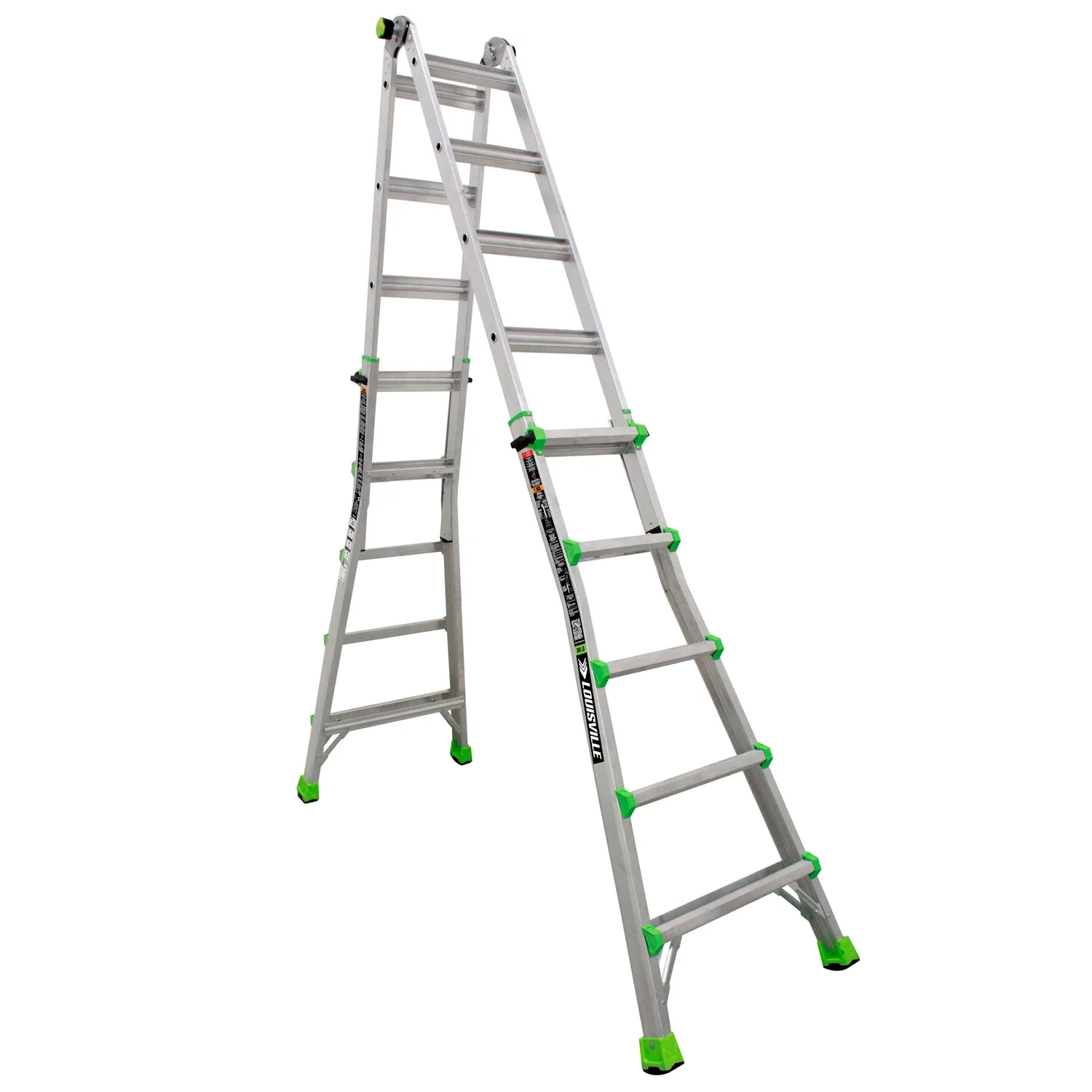 Louisville Ladder L-2099-22 Aluminum Multipurpose Ladder, 22 ft Reach, Type IA, 300 lb Load Capacity
