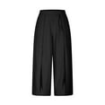 thumbnail image 5 of Roncen Women's Solid Color Wide Leg Cropped Pants - Casual Elastic Waist Pleated Trousers with Pockets, 5 of 9