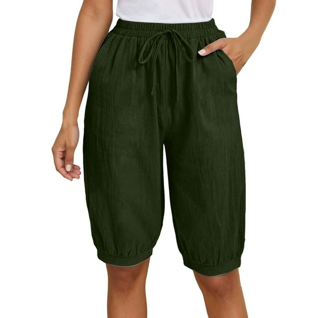 Icvfdpl Pantalon Ample pour Femmes, Mode Grande Poche Élastique Capris Pantalon Extérieur, TTG