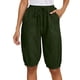 thumbnail image 1 of Pantalones capri casuales de mujer con cintura elástica lisa - Pantalones de poliéster de cintura alta con bolsillos grandes, S-XXL, 1 of 6