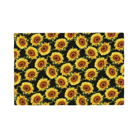

Placemats Set of 4 Sunflowers black cute Heat Resistant Non - Slip Place mats Waterproof table mat for Kitchen Dining-6片装