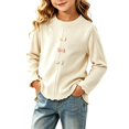thumbnail image 5 of FAIWAD Girls Ribbed Knit Shirts Cute Long Sleeve Crew Neck Bow Tops Fall Casual Daily Clothes, 5 of 7