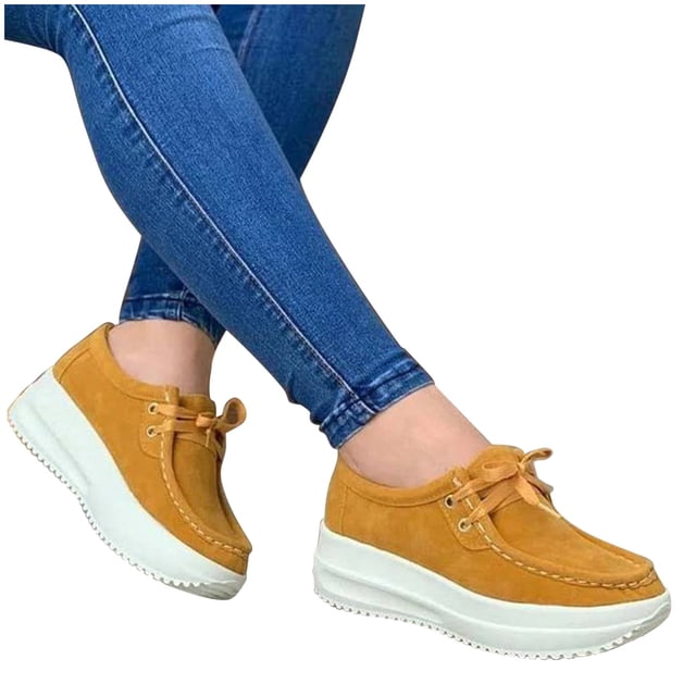 Zapatos de moda para mujer, punta redonda, tacones gruesos, Color sólido, con cordones, informales, ligeros, primavera, informales, zapatillas de tacón medio Wmkox8yii shalkjhdk2961