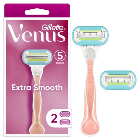 Extra Smooth Pink Women's Razor Handle with 2 Blade Refills