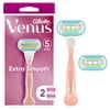 Venus Extra Smooth Pink Women's Razor Handle with 2 Blade Refills