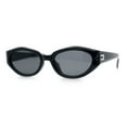 thumbnail image 4 of Womens Mod Oval Beveled Plastic Angular Fashion Sunglasses All Black, 4 of 8