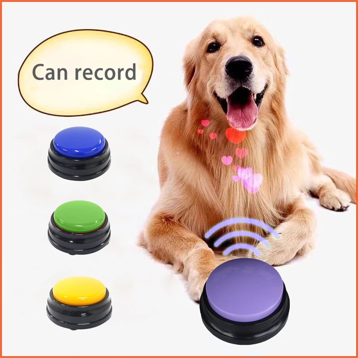 Recordable Talking Button with Led Function, Buzzer, Dog Pet Training  Clickers, Dog Games, Orange+Blue+Green+Pink 