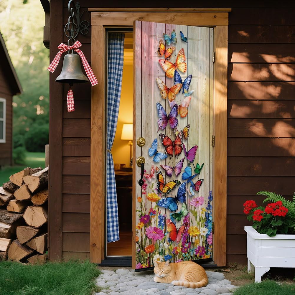 2 Pcs Butterfly Flowers Fridge Decor Stickers Self-Adhesive Fridge Stickers Peel and Stick Vinyl Fridge Decals Sticker
