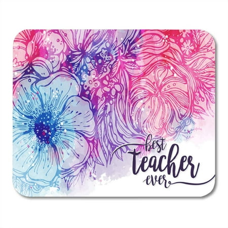 KDAGR Best Teacher Ever Fashionable and Bright Pink Purple Watercolor Mousepad Mouse Pad Mouse Mat 9x10 (Best Computer For Teachers)
