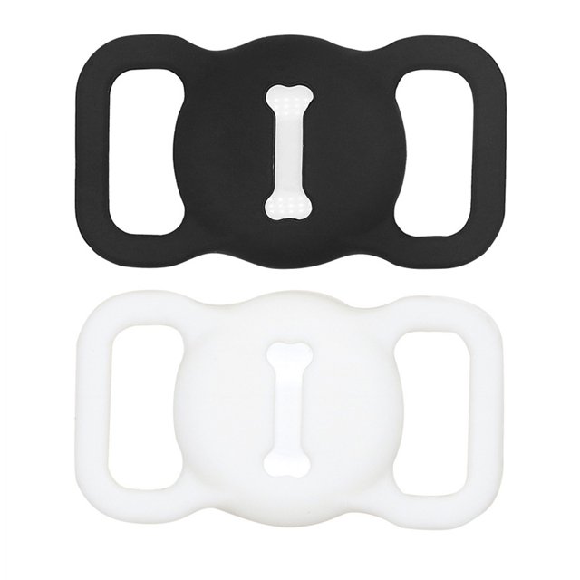 Funda de silicona oscura antirrayas compatible con Apple Airtag, adecuada para collares de perros y gatos