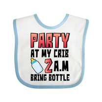 Inktastic Party at My Crib 2 A.m. Bring Bottle Baby Humor Boys or Girls Baby Bib