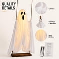 thumbnail image 6 of Halloween Swinging Ghost Outdoor Decoration, 8 FT Large Hanging Halloween Ghost Decoration with Detachable Witch Hat, LED Lights, Remote Control & Manual, Easy Assembly Yard Garden Patio Porch, 6 of 8
