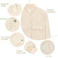thumbnail image 3 of Bomber Jacket for Women - Cropped Button Down Casual Jacket with Pockets, Lightweight All-Season Outerwear Coat Beige L, 3 of 5
