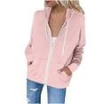 thumbnail image 2 of Xcmzpl Womens Zip Up Fleece Hoodies Plus Size Solid Color Hooded Sweatshirt Travel Sweater Tops Work Long Sleeve Shirts Winter Fashion, 2 of 5