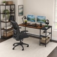 thumbnail image 2 of 55" Industrial Computer Desk with Storage Shelves, Home Office Desk Study Writing Desk, Brown, 2 of 9