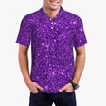 thumbnail image 1 of Balery Purple Glitter Camisa Polo de Hombre con Estampado, de Manga Corta y Tejido Medio, Camisa Tipo Golf Polo-XX-Large, 1 of 6