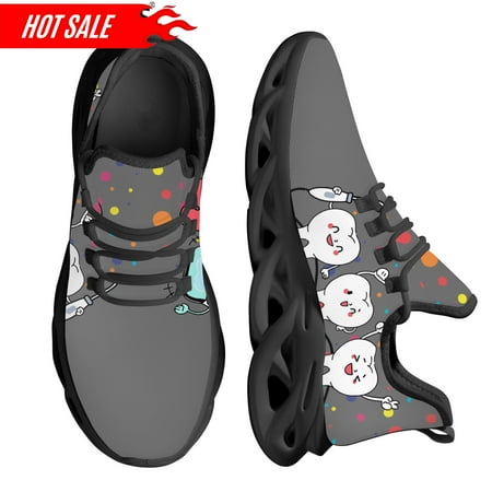 

New Trend Women Flats Cartoon Dentist Tooth Pattern Casual Shoes Breathable Mesh Female Sneakers Zapatos Mujer 2024
