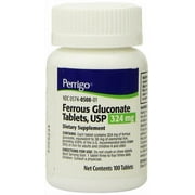 Ferrous Gluconate Tablets, 324 mg, Green, 100 Count